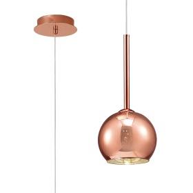 D0107  Regina Glass Pendant 1 Light Copper